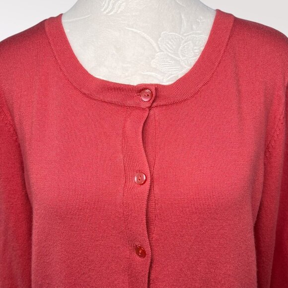 Time and Tru Coral Button Front Cardigan Sweater Long Sleeve Large - Picture 2 of 9